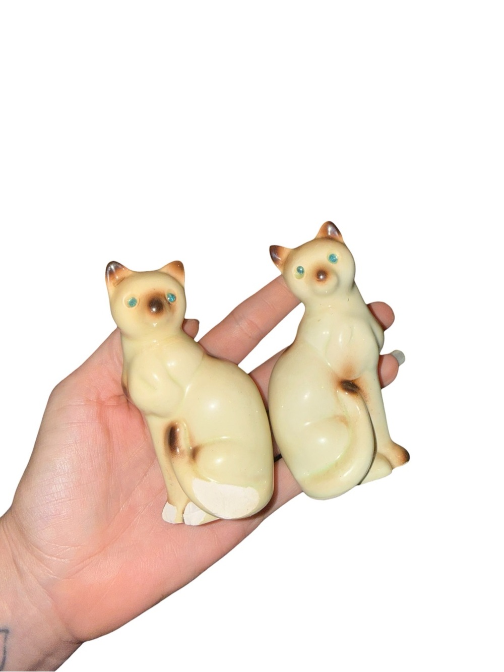 Vintage Siamese kitty shakers with rhinestone eyes